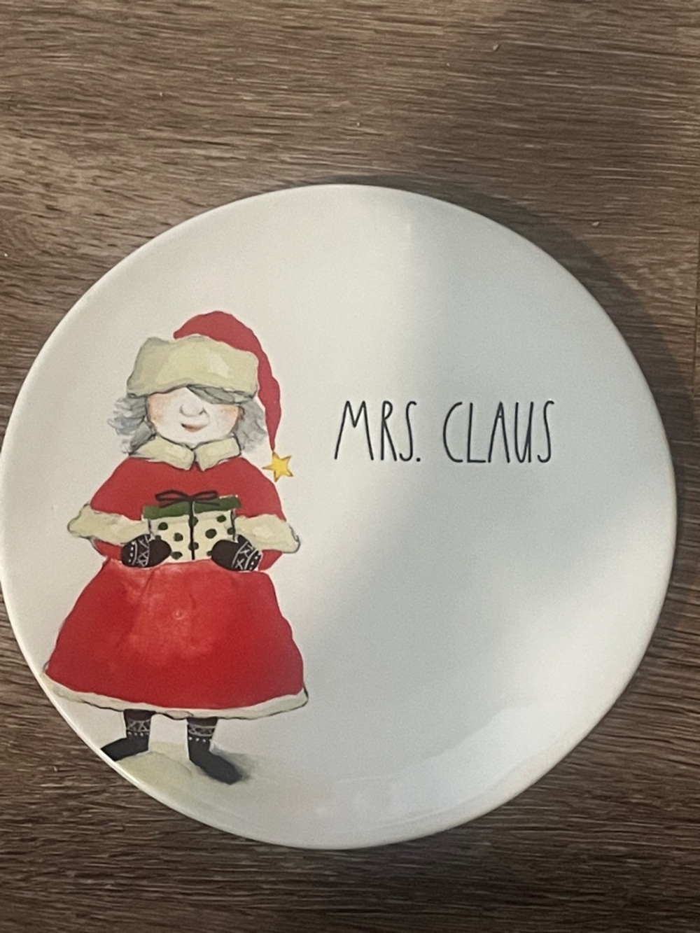 Rae Dunn Mrs Claus White Ceramic Artisan Plate